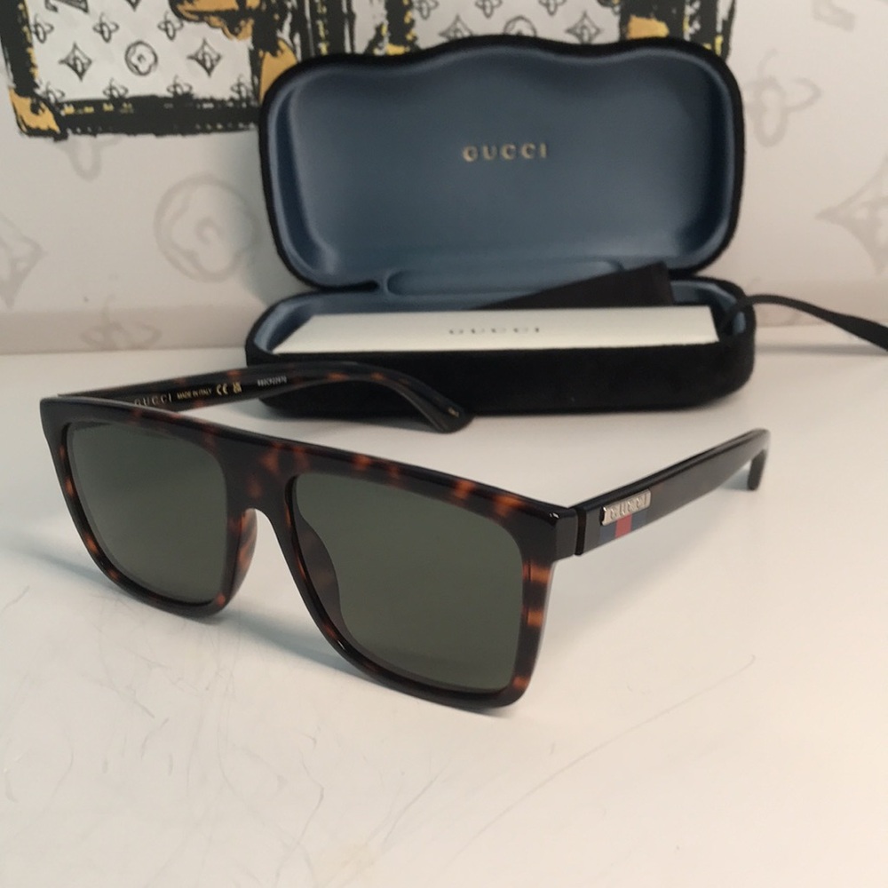 ✨ Brand New Gucci GG0748S 003 Sunglasses – Havana with Green Lenses ✨ - Picture 3 of 13